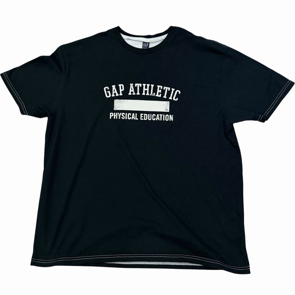 Vintage Gap Athletic Physical Education Graphic Tee Black Contrast Stitch XXL